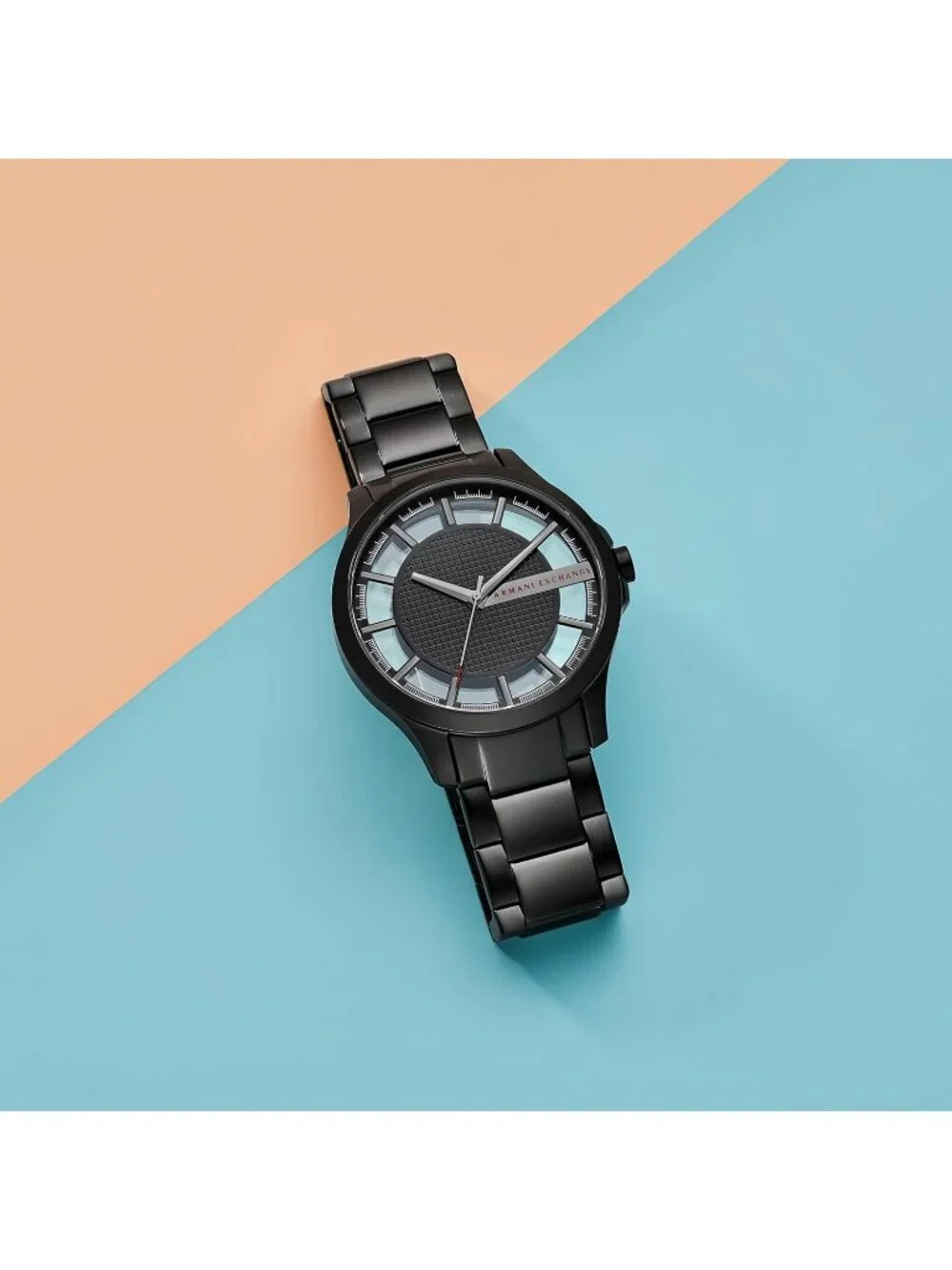 Men's Black/Gray A|X Armani Exchange Stainless Steel Bracelet Dress Wristwatch
